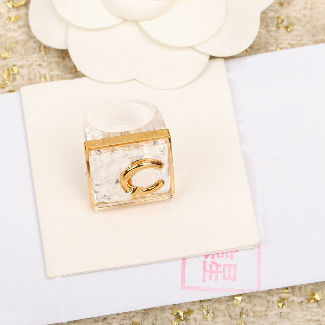 

2023 Luxury quality charm punk band ring with transparent color in 18k gold plated have box stamp PS7844A