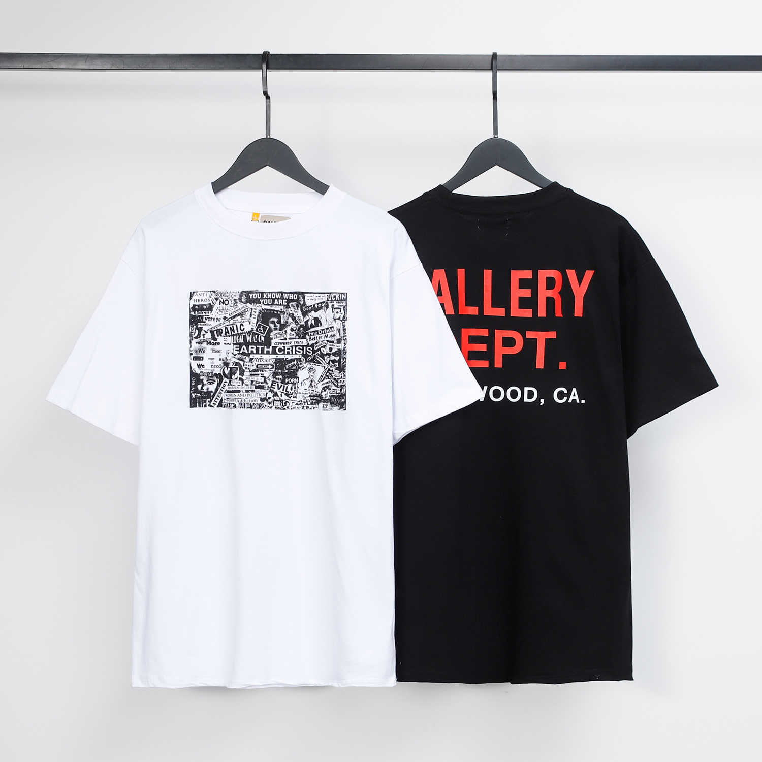 

Fashion Designer Clothing American Street Brand Galleryes Depts Tees Tshirt New Poster Print Short Sleeve Summer Loose Cotton Underlay T-shirt Hip hop Streetwear, White