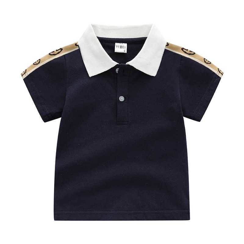 

Baby Polo T Shirt Designer Kids Short Sleeves Baby Polos Shirts Boys Tops Embroidery Girl Cotton Black White Clothes -130cm, Navy blue
