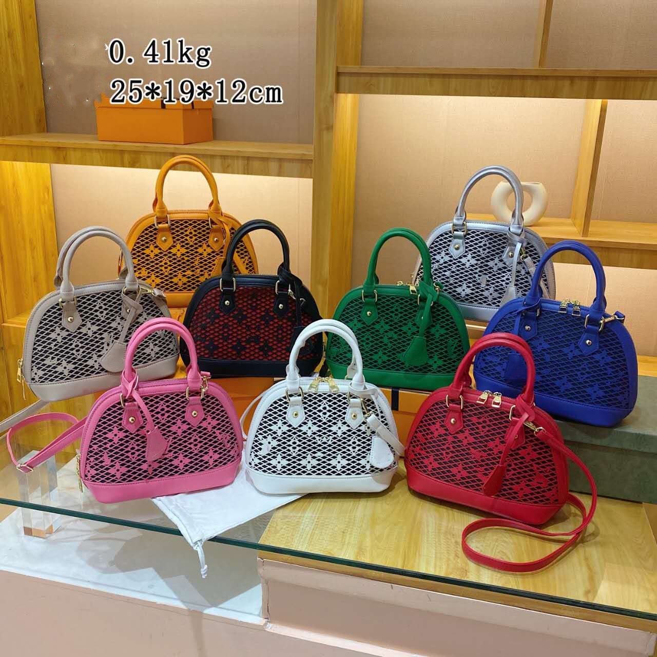 

Lady style letter hollow printed handbags fashion big kids classic shell bag luxury PU leather party bags A9929, Khaki