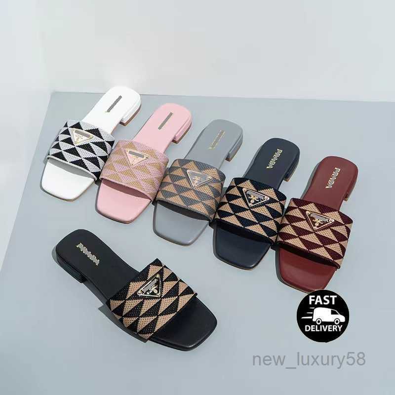 

Embroidered Fabric Slides Slippers Black Beige Multicolor Embroidery Mules Womens Home Flip Flops Casual Sandals Summer Leather Flat Slide Rubber Sole 36-42, Black white