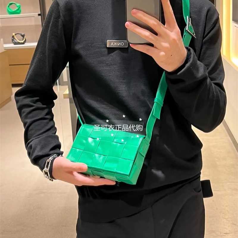 

Luxurys Bag Venetabottegas Small Cassette Oil Wax Leather Pillow Bag Woven Crossbody Messenger Bag Zc, Black8