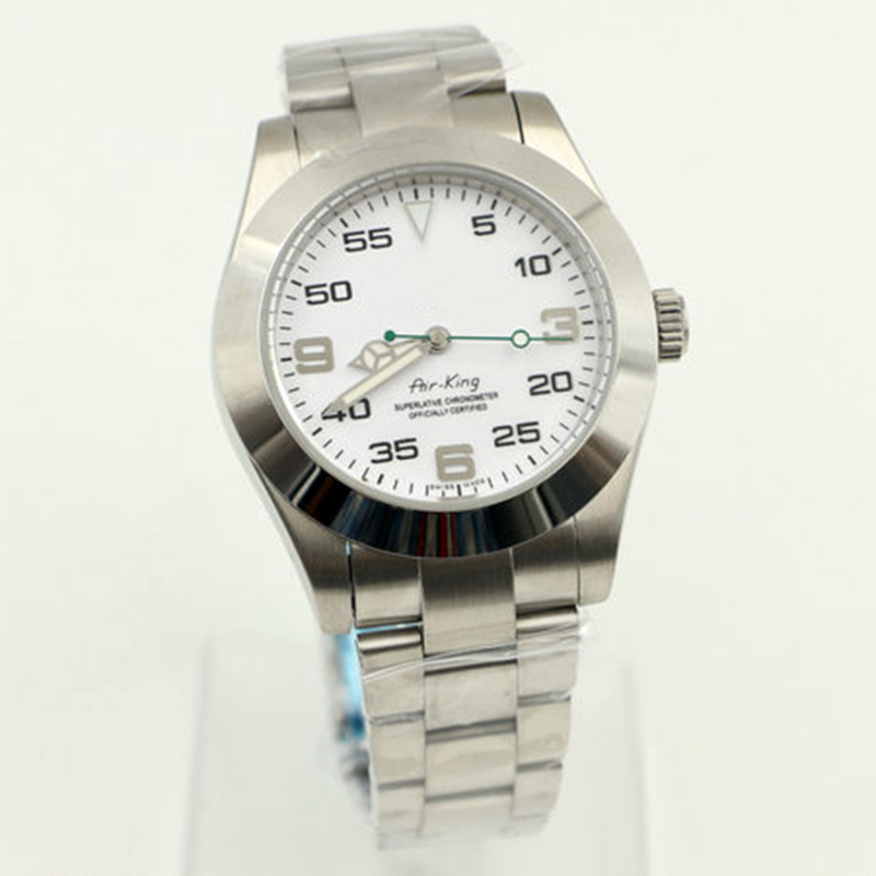 

men watches High quality Air King Designer watch Stainless steel sapphire Automatic machinery Wristwatches u1 with original rolej box, White