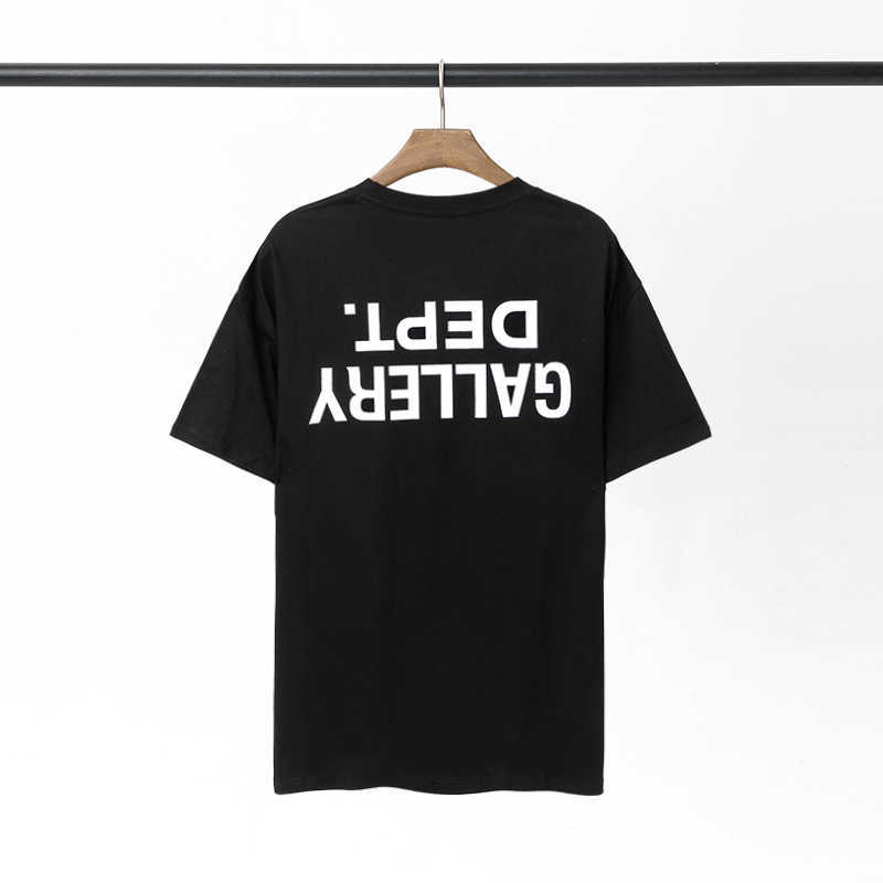 

Fashion Designer Clothing Galleryes Depts Tees Rock Tshirt New Flip Down Letter Banner Printed Round Neck Men's Women's Pure Cotton Short Sleeve T-shirt Fashion, Black
