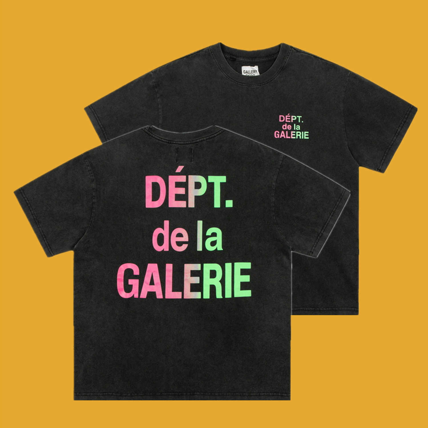

Fashion Designer Clothing Galleryes Depts Tees Tshirt American High Street Wash Gradient Neon Letter Casual Summer Short Sleeve T-shirt Men Hip hop Streetwear, Wash black