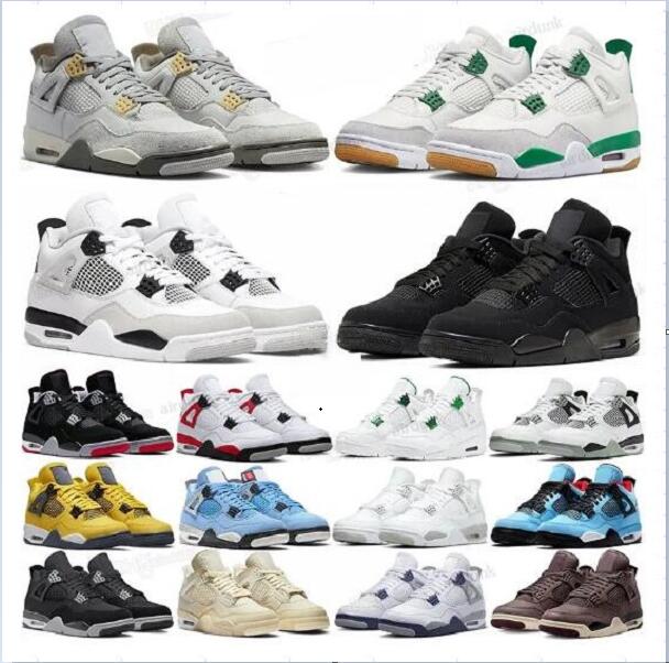

4 basketball shoes for men women 4s Pine Green Military Black Cat Sail Red Thunder White Oreo Cactus Jack University Blue Infrared Cool Grey mens sports sneakers 36-47
