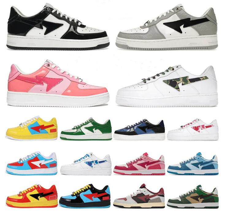 

2023 Bapestas Baped Designers Casual Shoes Black White Platform Bapesta Sk8 Plate-forme Brown Ivory For Sta Patent Leather Green Men Women Train Jogging Sneakers, 13