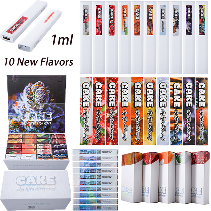 

New Flavors Cake She Hits Different Disposable Vape Pens 10 Flavors Box Pack 1.0ml Empty Device Pods 280mAh Battery With USB Bottom Starter Kits E Cigarettes