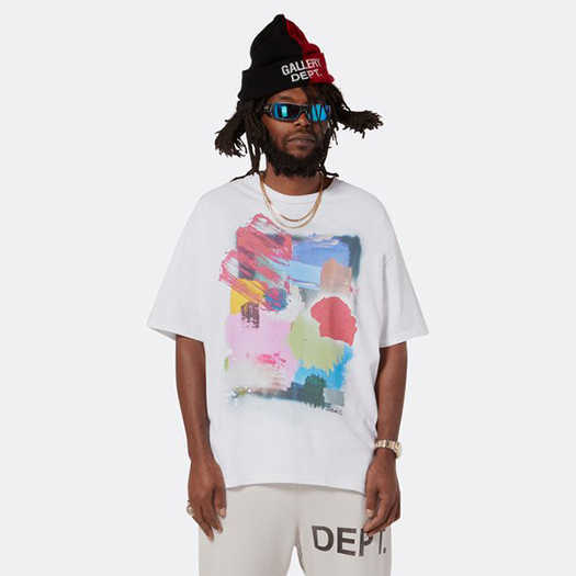 

Fashion Designer Clothing Galleryes Depts Tees Tshirt ROCK Graffiti Back Gold Stamped Letter Printing mens womens Loose Summer Round Neck Popular Short Sleeve, White