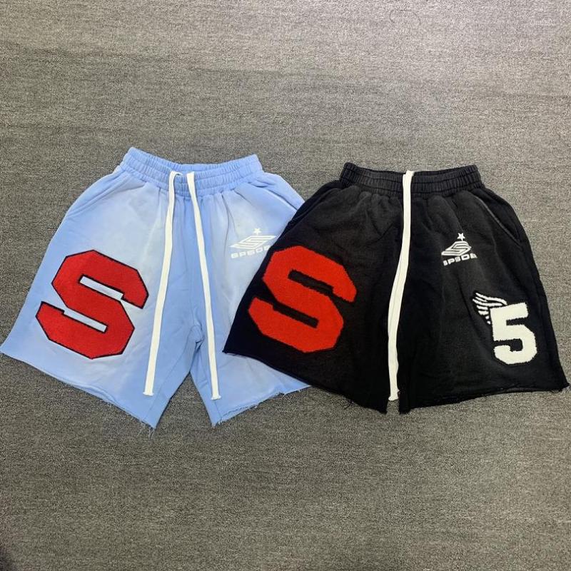 

Men's Pants Sp5der 555555 Cut Sweatshirt Short High Street Suit Summer Justin Bieber Vintage Washed Clothes