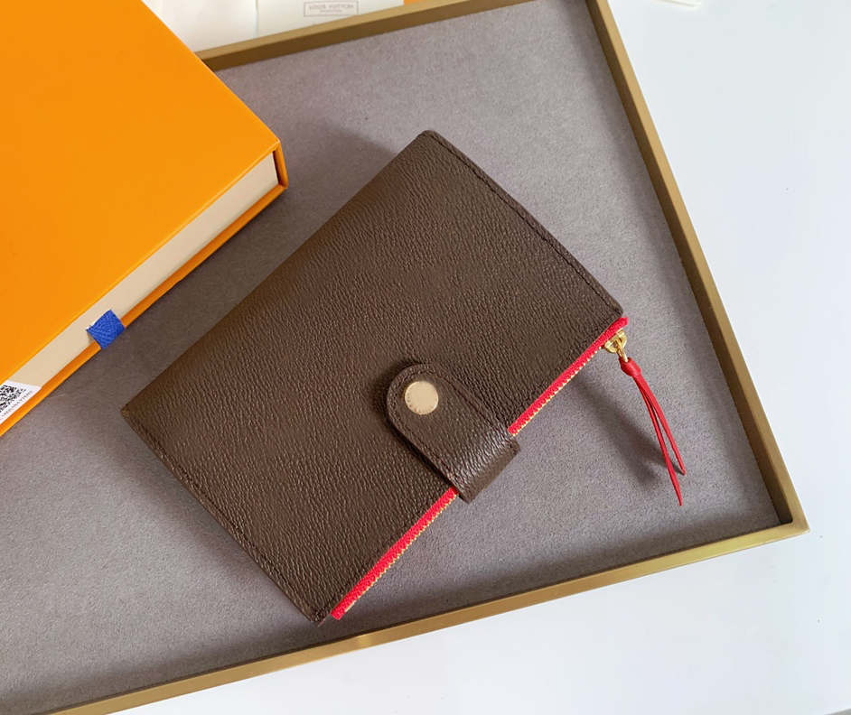 

Fashion designer wallets luxury womens short purses brown flower letters credit card holders ladies slim money clutch bags with box high-quality, 58019#brown monogrames