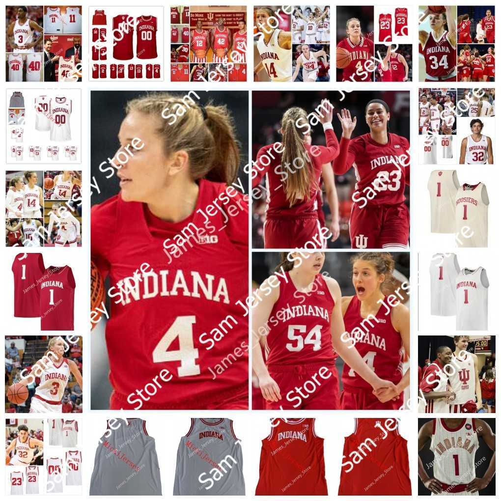 

NCAA Custom Indiana Hoosiers Basketball Jersey 0 Xavier Johnson Jalen Hood-Schifino Anthony Leal Michael Shipp 25 Arielle Wisne 34 Grace Berger 64 Mackenzie Holmes, 17