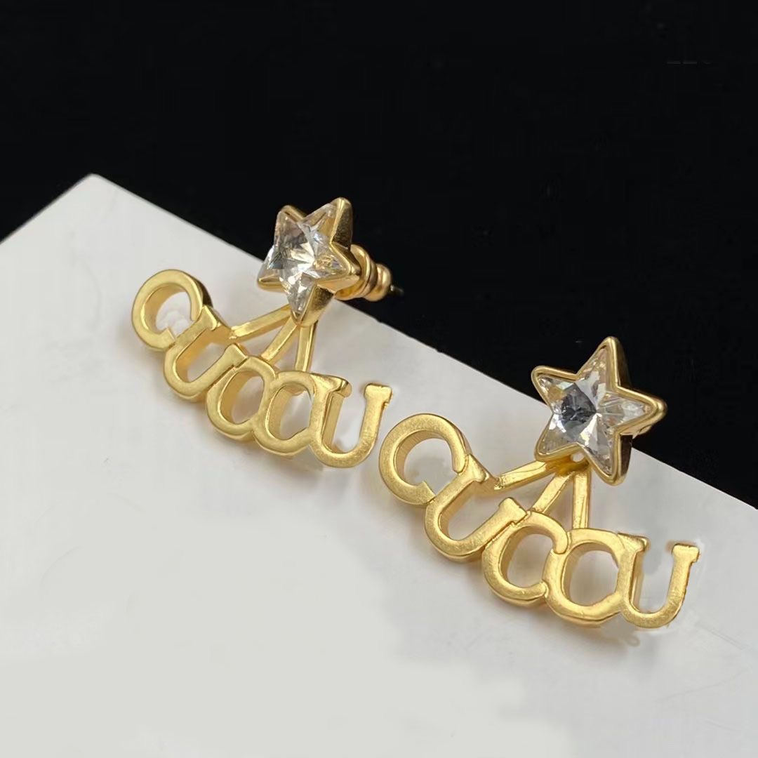 

Charm Stud Earrings new Women's Fashion Luxury Brand Designer Diamond Star Letter Pendant Detachable Earrings Women Wedding Party High End Jewelry
