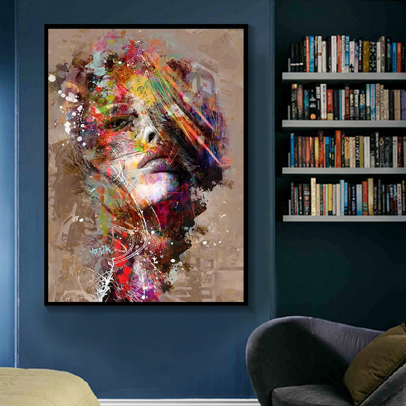 

Colorful Woman Portrait Graffiti Art Posters Print Abstract Nordic Girl Canvas Paintings On The Wall Art Pictures For Home Decor