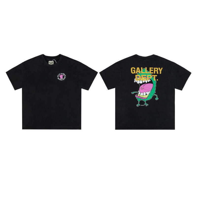 

Fashion Designer Clothing Galleryes Depts Tees Tshirt Makes Garment Wash Cartoon Prints mens womens Loose and Trendy Popular Summer Round Neck Short Sleeves, Black