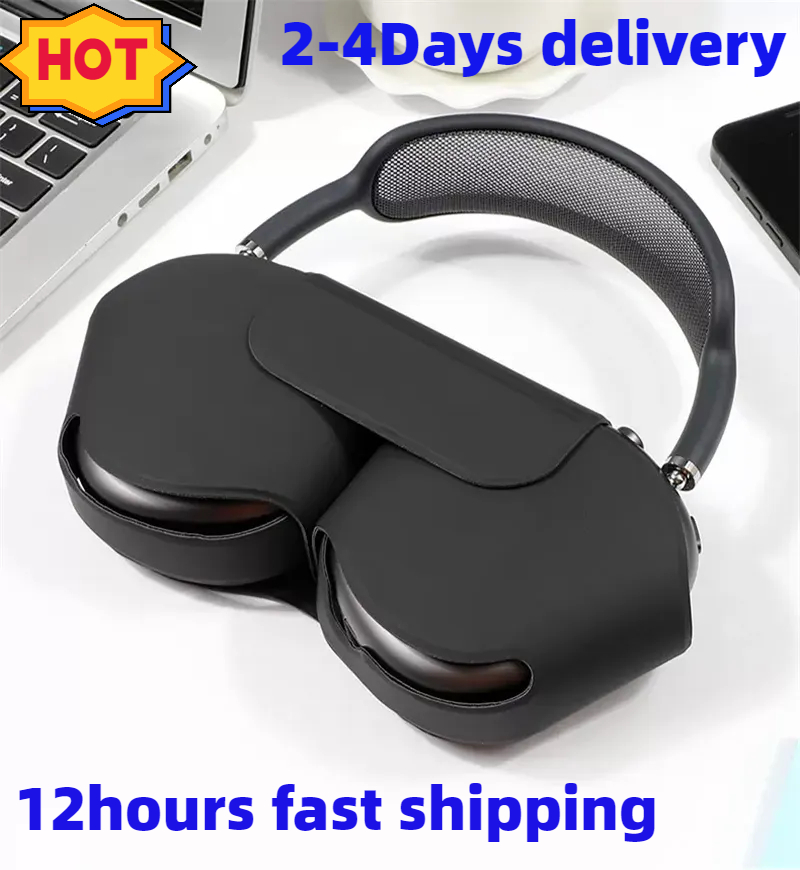

For Original Quality Airpods Max Air pods Maxs ANC Headphone Cushions Accessories Solid Silicone High Custom Waterproof Protective plastic Headphone Travel Case, Black