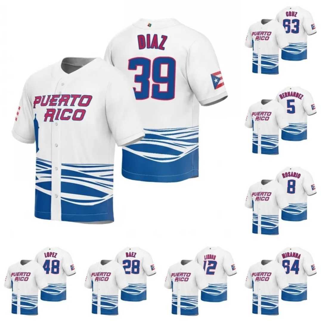 

Team Puerto Rico 2023 World Baseball Classic Jersey WBC Francisco Lindor Carlos Correa Javier Baez Eddie Rosario Edwin Diaz Hernandez Marcus Stroman Hernandez, Women