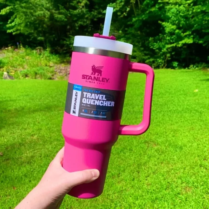 

1Pc With Logo Stanley 40oz Mug Tumbler With Handle Insulated Tumblers Lids Straw Stainless Steel Coffee Termos Cup wholesale stock, Multi-color