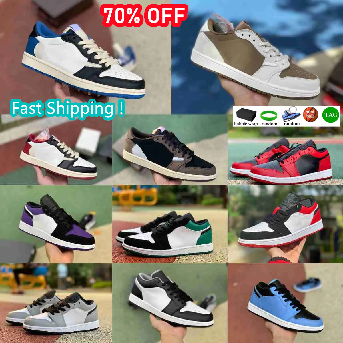 

Basketball Shoes Mens Trainers Womens Shoes Travis Reverse Dark Mocha Coral Inside Out Bred Toe White Camo UNC Wolf Grey Jumpman 1 Low 1S Size 36-45 No Box Chicago TS, 49