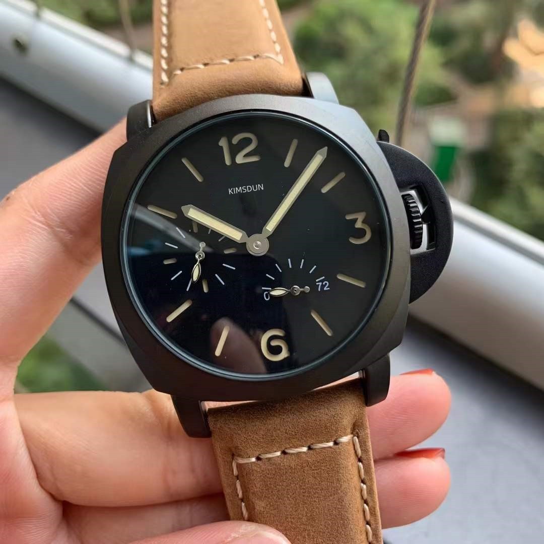 

Men's Mechanical Watch 44mm large dial rubber strap 316 fine steel fully automatic movement luminous motion, Black