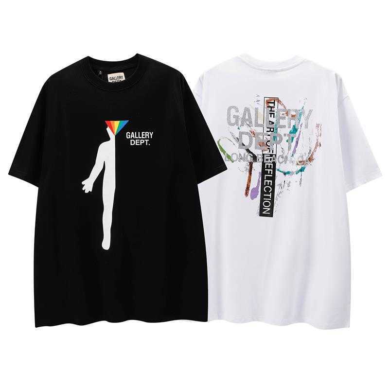 

Fashion Designer Clothing American High Street Galleryes Depts Tees Tshirt Rainbow Portrait Print Men's Women's Casual Loose Round Neck Short Sleeve T-shirt Fashion, Black