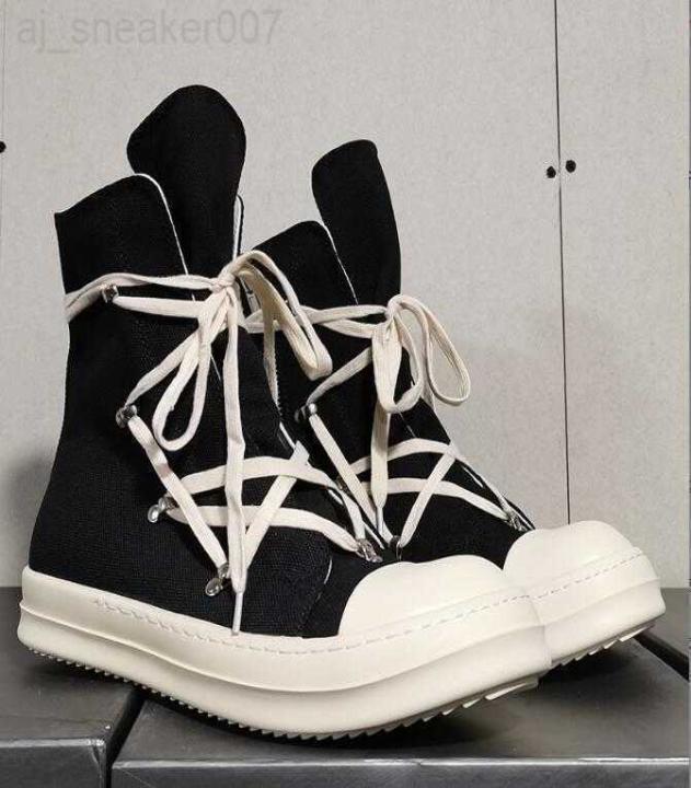

Shoes 2022 Rick canvas sneakers for men and women Owens shoelaces Own fragrance high soled boots casual shoes 4L8E size3547 WITH 6932189, Black