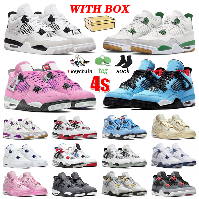 

Jumpman 4 With Box Basketball Shoes 4s For Men Women Sneakers Military Black SB Pine Green University Pink TS Fire Red Sail Purple Metallic Seafoam Trainers Size US 13, A26 taupe haze 40-47