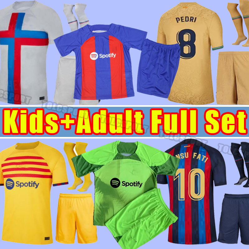 

Full Set PEDRI soccer jerseys Kessie LEWANDOWSKI ADAMA GAVI 22 23 camiseta de futbol FERRAN ANSU FATI MEMPHIS 2022 2023 BARCELONAS DEST football shirt men kids socks, Home+patch
