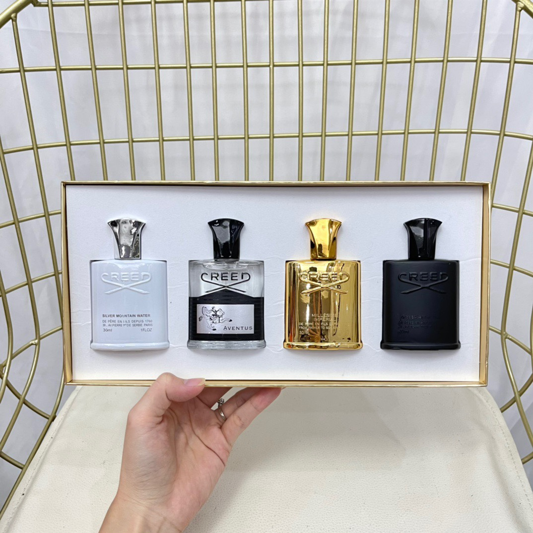 

Creed Perfume Newest 4pcs set Incense Scent Fragrant Cologne Men Silver Mountain Water/aventus/Green Irish Tweed/Millesime Imperial 30Ml