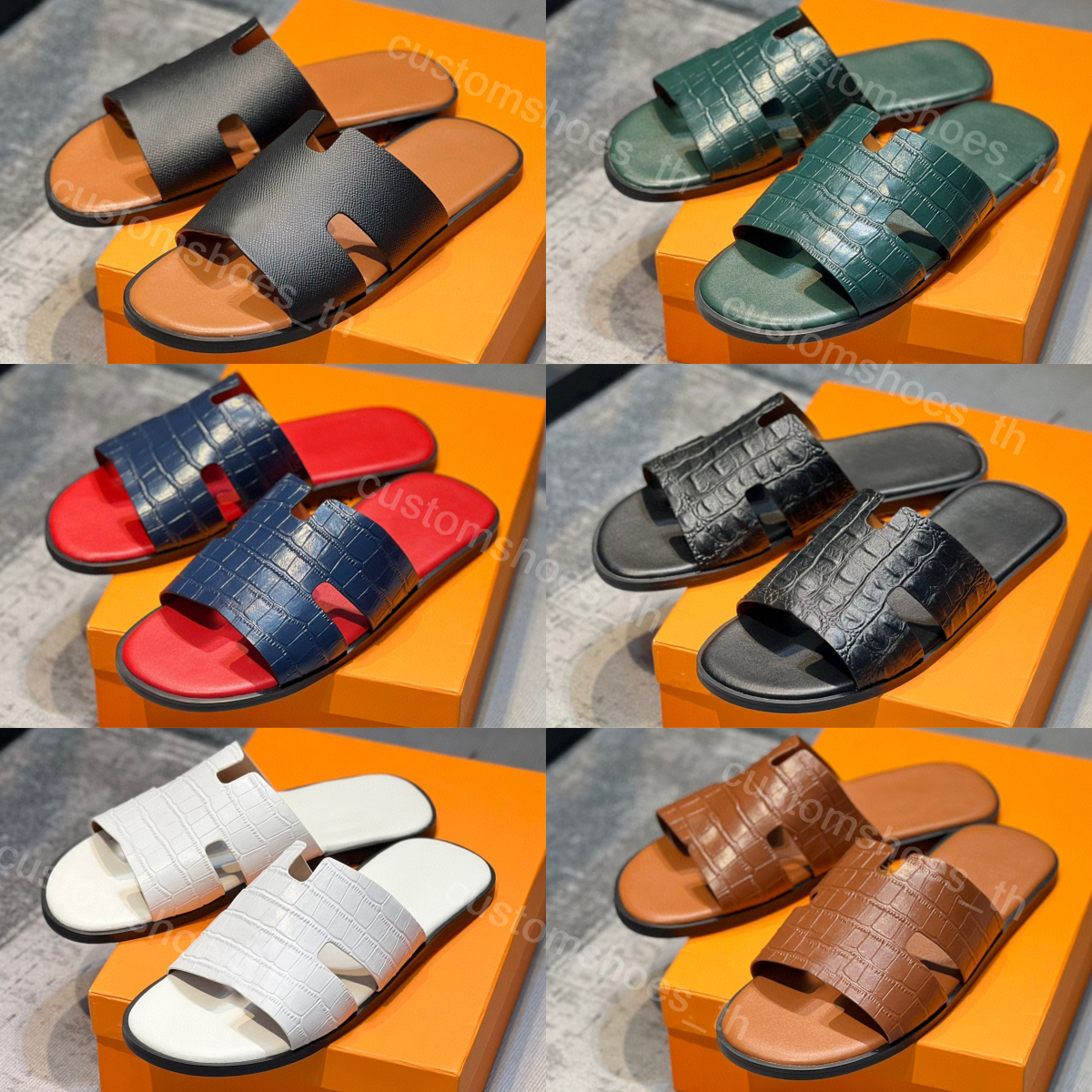 

Designer Shoes Men Slippers Leather Sandals Izmir Flip Flop Heritage Calfskin Sandals Summer Lazy Large Beach Casual Slides Classic Flat Shoe Mens Loafers, 25