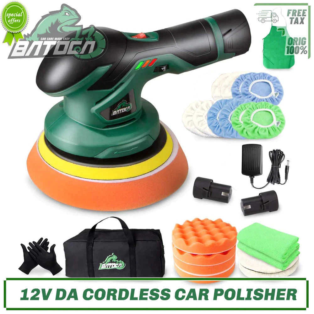 

New BATOCA Cordless Car Polisher 12V Wireless DA Car Polishing Machine Brushless Dual Action Buffer Free 2.0Ah Lithium Battery