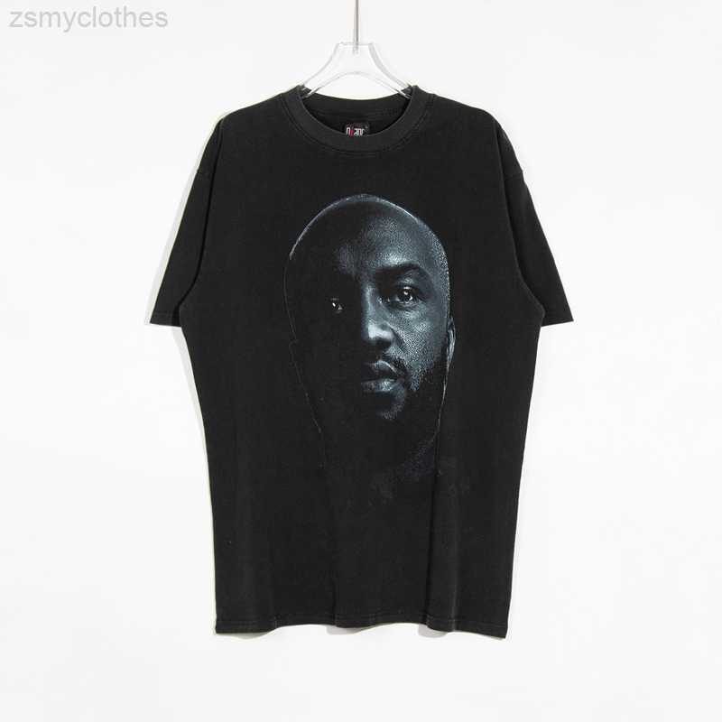 

Men's T-Shirts Saint Michael Spring Summer Men Women T Shirt Washed Distress Vintage Hip Hop Singer High Street Casual Oversized Short Sleeve, Black