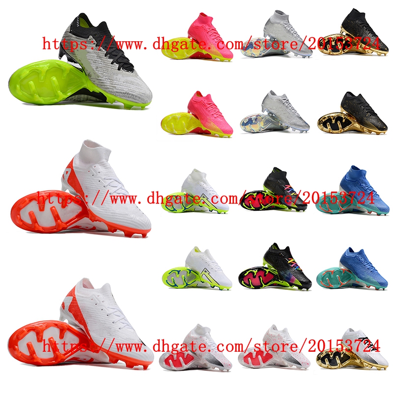 

Zoomes Mercurial Superfly IX Elite FG soccer shoes mens Cleats Outdoor Trainers Spikes Leather Football boots Green Yellow White Black Red, As picture 10