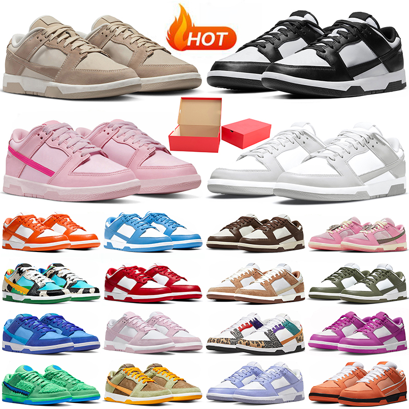 With box running shoes for men women panda low designer sneakers Triple Pink Corduroy Grey Fog Sandrift Medium Olive UNC Green GAI mens womens outdo