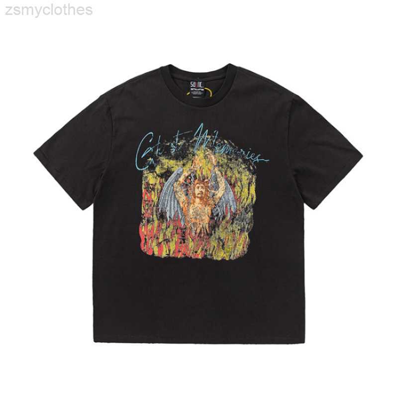 

Men' T-Shirts Saint Michael Heart Box Angel Print Retro Old Oversized Michael Vintage Retro Angel of Worn Out Loose Oversized Tee T Shirt Men, 15