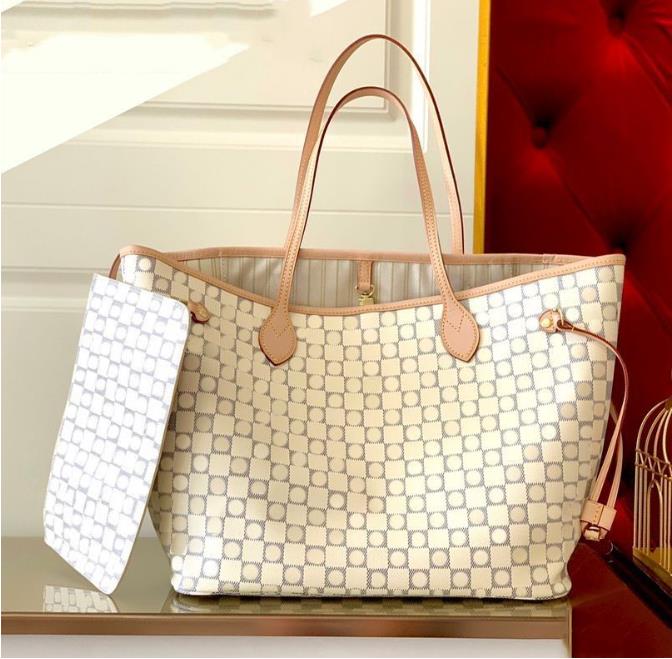 

2023 Brand 2pcs High qualitys Women bags Luxurys Handbags Ladies Designer Composite Bags Lady Clutch Bag Shoulder Tote Female Purse Wallet Handbag MM Szie, White grid with wallet