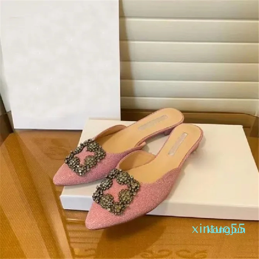 

Designer women Slippers sandal Pumps Flat shoes Martamod Satin Jewel Buckled Slides summer black White green sandals slipper 35-43 Original Box