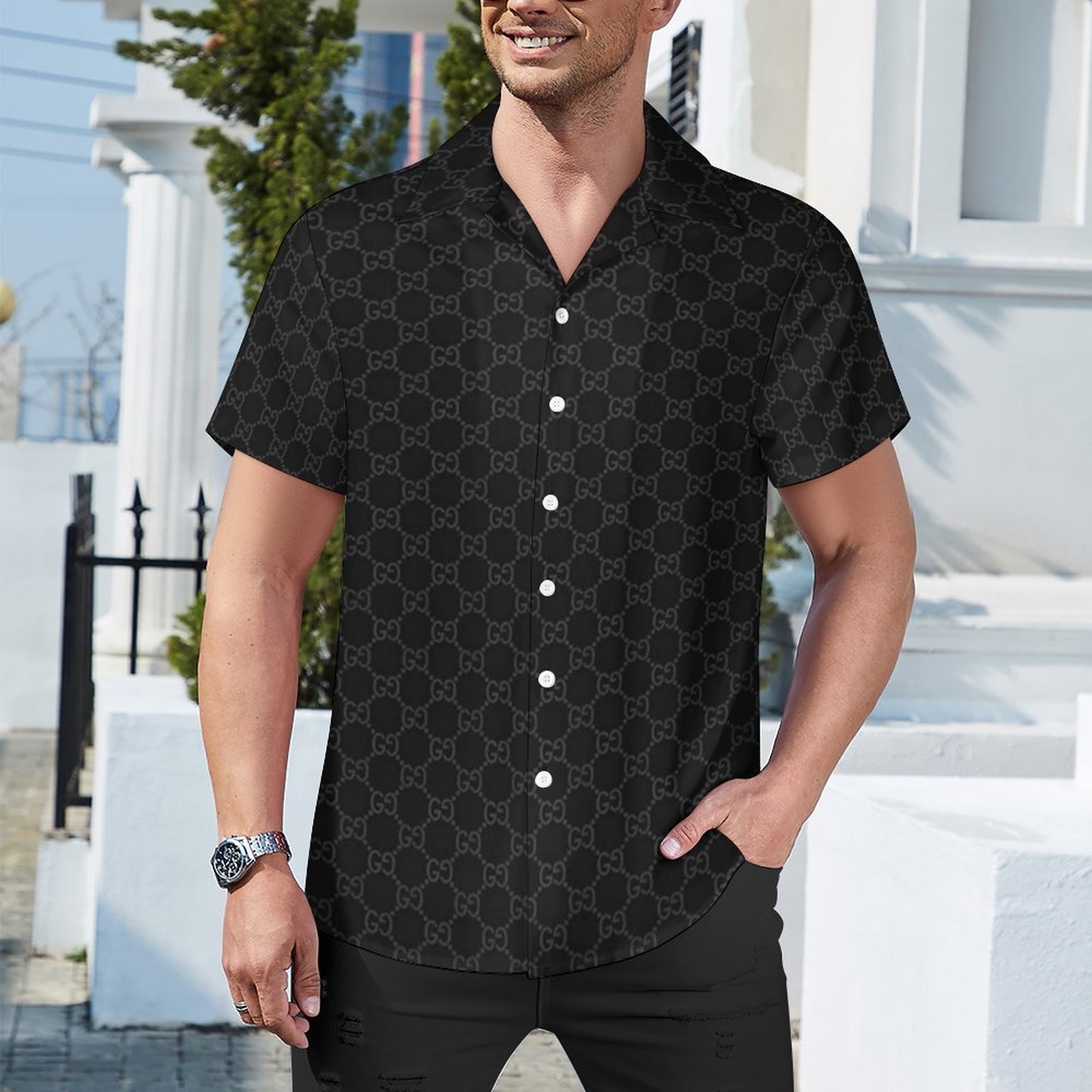 

Men' Designer Shirt Summer Short Sleeve Casual Shirt Fashion Classic Elements Loose Polos Beach Style Breathable T-shirt -4XL CS121