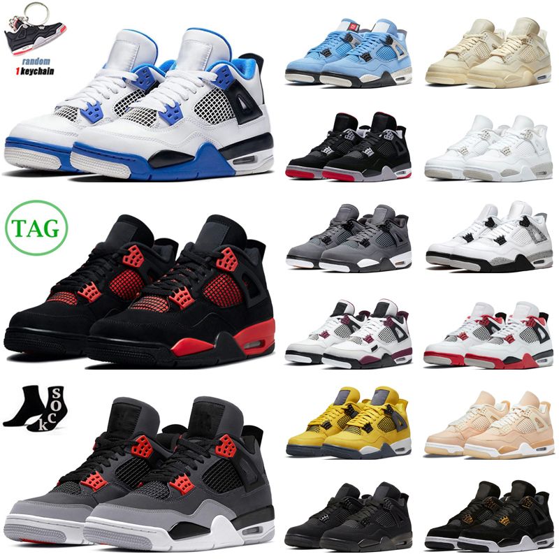 

Jumpman 4s Basketball Shoes Men Women 4 Red Thunder Infrared Black Cat Bred University Blue Sail Cool Grey White Cement Mens, Neon