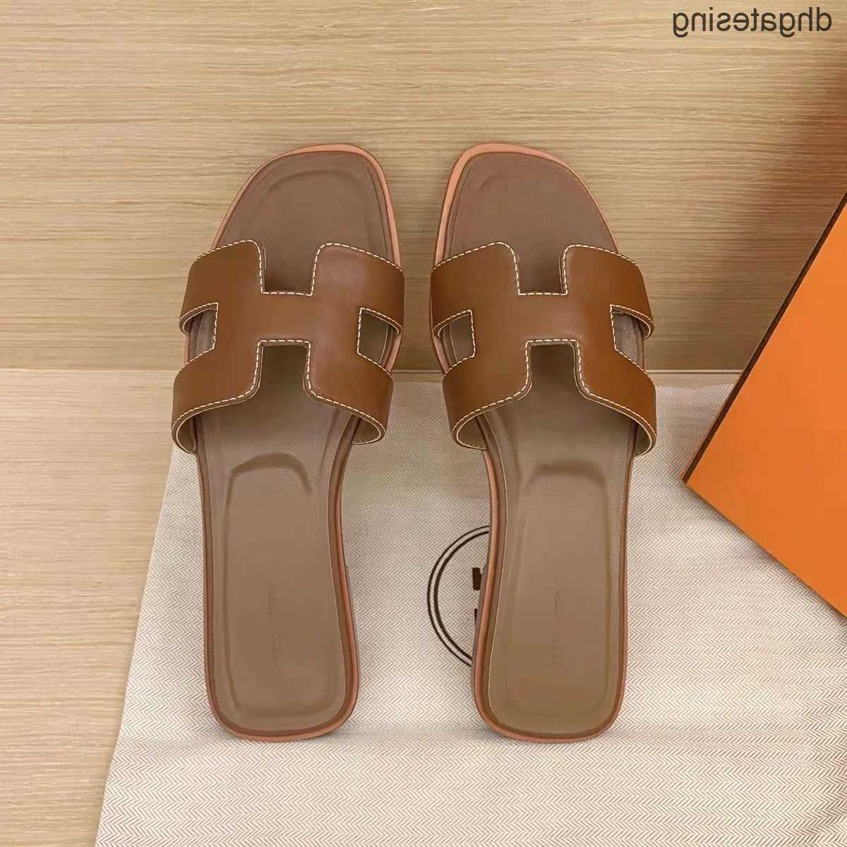 

Hig Home Orans Women h Edition Leater Beach Genuine Shoe 2023 Woman Sandal Outwear Spring/summer Slipper Online Versatile 8gyd