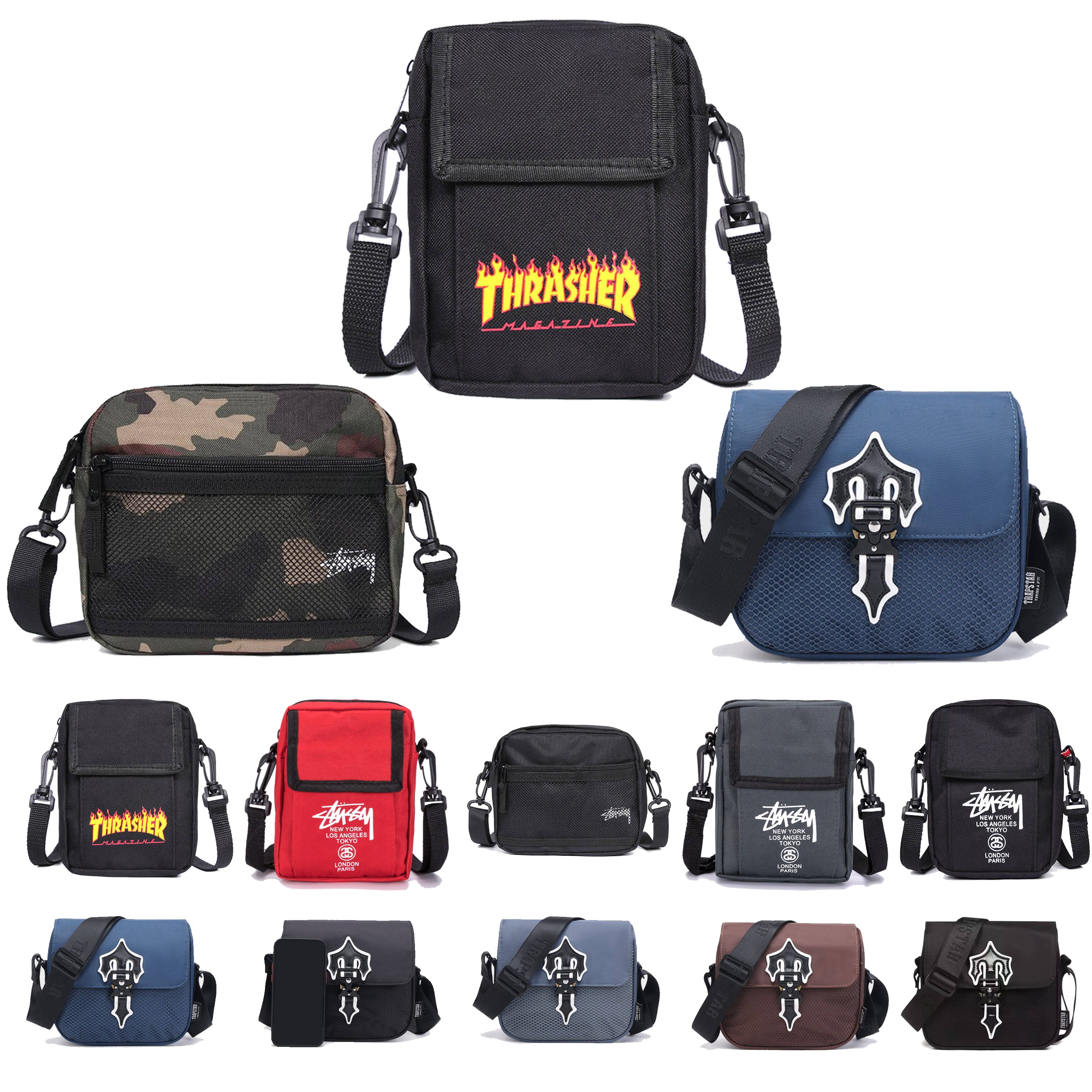 

women purse stussys bumbag Crossbody Trapstar Bag graffiti postman canvas nylon Trapstars messenger Shoulder bags Luxury tote handbag Designer clutch net belt Bag, Trapstar-light blue