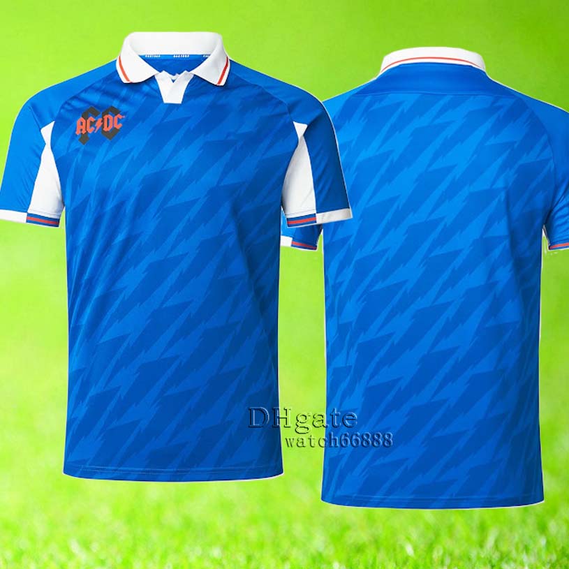 

2023 2024 Rangers Soccer Jerseys ACDC Limited Edition Jersey Glasgow COLAK ROOFE LUNDSTRAM HAGI BARKER MORELOS TAVERNIER KENT TILLMAN PRE MATCH Football Shirt