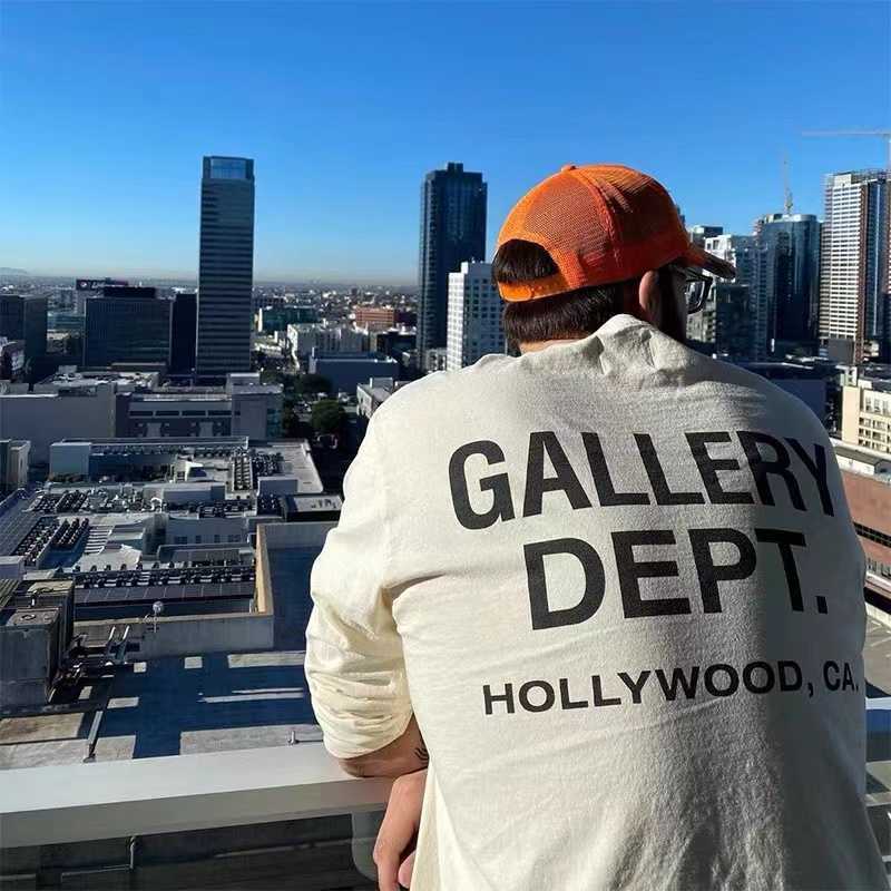 

Fashion Designer Clothing Galleryes Depts Tees Rock Tshirt Classic Letter Slogan Printed Round Neck Couple Bottom Long Sleeve T-shirt Casual Streetwear Sportswear, Dark gray