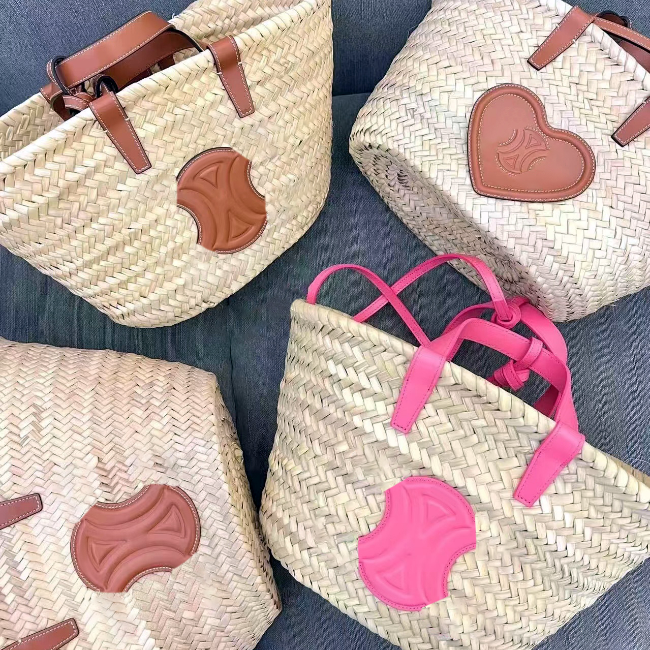 

Fashion celins clutch Straw weave Beach Bags Womens men basket Designer pink purse Raffia Crossbody summer travel pouch bag luxury tote handbag Shoulder bucket bag, 2-brown