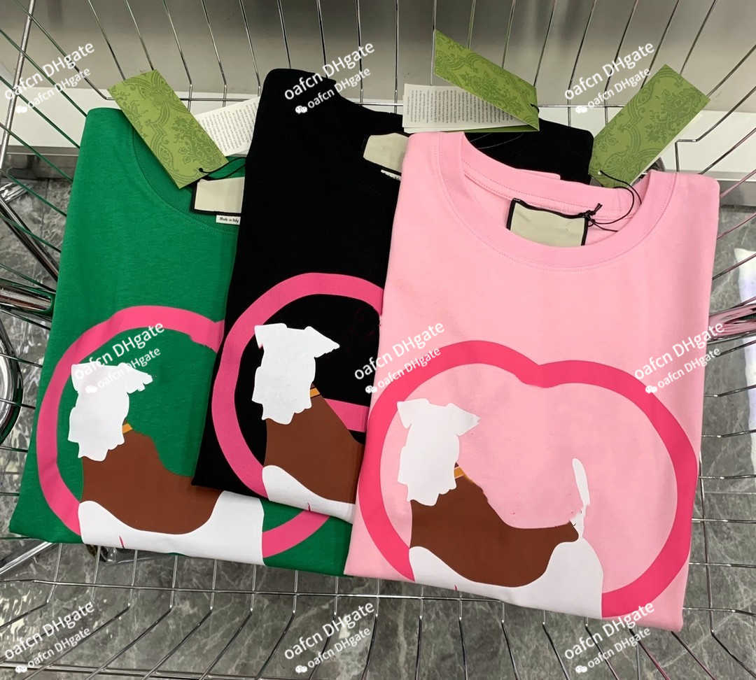 

23SS Men's Designer T-shirt Plus Tees Polos Round Neck Lipstick Dog Print Casual Style Summer Street Clothing Women's Shirt Top, Lavender