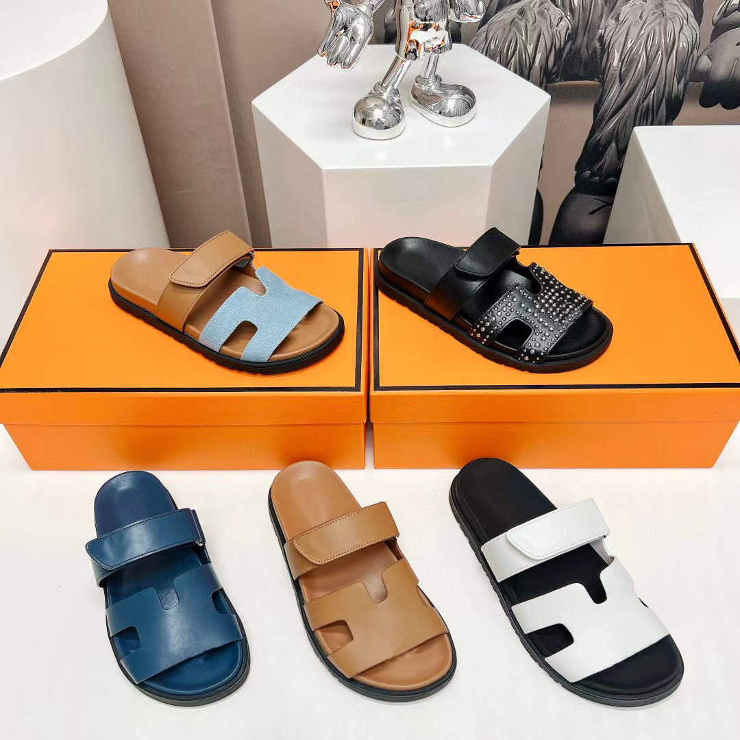 

oran Slides Chypre Leather Sandals Luxury suede 100% real leather Size EU35-47 Naturel Men women Designer Slippers cuir Summer with box sandles shoes classic beach, Gold