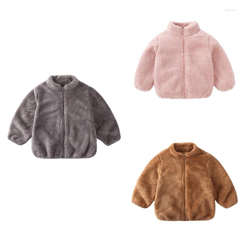 

Jackets Baby Girls Boys Fleece Coat Warm Outfits Double-sided Velvet Clothes