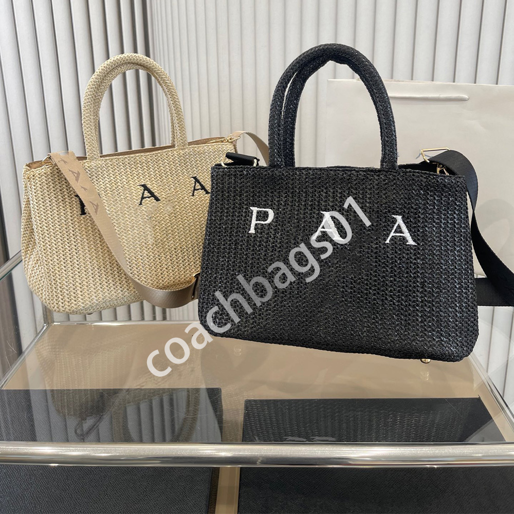 

Fashion Totes Bag Summer Beach Shoulder Bags Shopping Bags Designer Women Straw Knitting Handbags Large Casual Tote 7A high quality bags, White