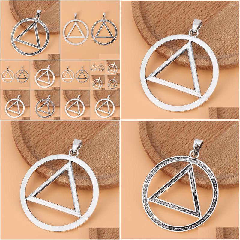 

Pendant Necklaces 5Pcs Sier Color Alcoholics Anonymous Reery Sobriety Triangle Symbol Round Charms Pendants For Necklace Jewelry Dro Dhasu