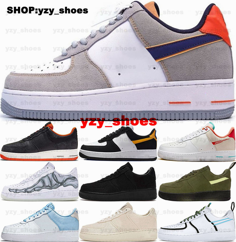 

AirForce 1 Casual Shoes Us12 Women Sneakers Mens Size 12 Trainers Us 12 Air Eur 46 Forces One Low Skeleton Halloween Designer Black AF1s Green Schuhe Red White Blue 418, 18